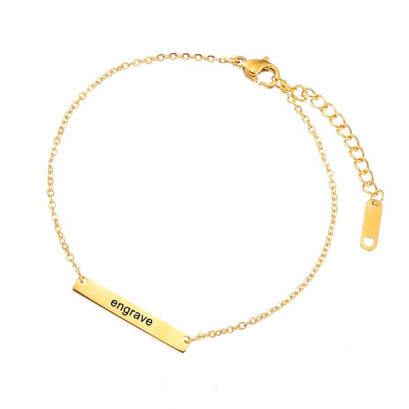 Personalized Engraved Name Bracelet Stainless Steel Laser Bangle Jewelry