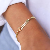 3MM Cuban Chain Name Bracelets Women - Stainless Steel Rose Personalized