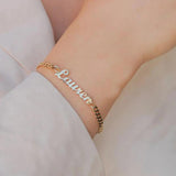 3MM Cuban Chain Name Bracelets Women - Stainless Steel Rose Personalized