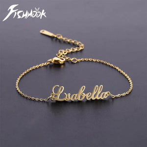 Fishhook Name Bracelet for Kids, Personalized Stainless Steel Bangle Jewelry