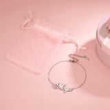 Fishhook Name Bracelet for Kids, Personalized Stainless Steel Bangle Jewelry