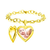 Personalized Heart Bracelet Photo Locket Adjustable Family Gift