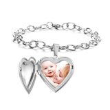 Personalized Heart Bracelet Photo Locket Adjustable Family Gift