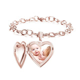Personalized Heart Bracelet Photo Locket Adjustable Family Gift