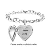 Personalized Heart Bracelet Photo Locket Adjustable Family Gift