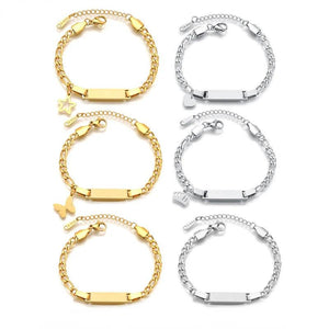 Custom Kids Stainless Steel Name Bracelet Cuban Chain Jewelry Boys Girls