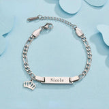 Custom Kids Stainless Steel Name Bracelet Cuban Chain Jewelry Boys Girls