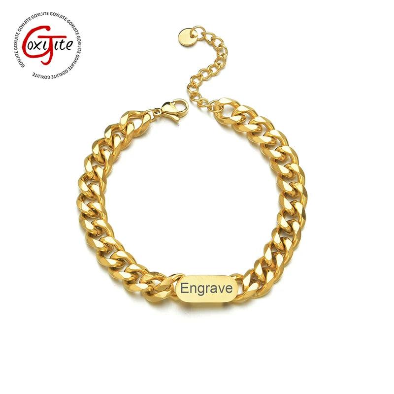 Personalized Stainless Steel Name Bracelet Adjustable Engraved Nameplate