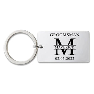 Personalized Wedding Name Keychain - Engraved Metal Key Chain