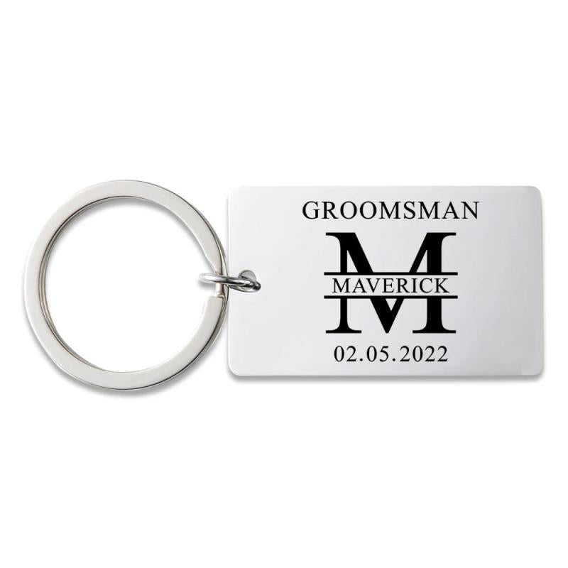 Personalized Wedding Name Keychain - Engraved Metal Key Chain
