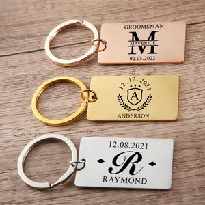 Personalized Wedding Name Keychain - Engraved Metal Key Chain