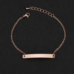 Personalized Stainless Steel Name ID Bar Bracelet Engrave Jewelry Gift
