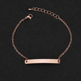 Personalized Stainless Steel Name ID Bar Bracelet Engrave Jewelry Gift