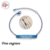 Personalized Stainless Steel Name ID Bar Bracelet Engrave Jewelry Gift