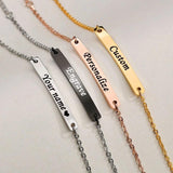 Personalized Stainless Steel Name ID Bar Bracelet Engrave Jewelry Gift