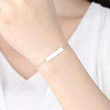 Personalized Stainless Steel Name ID Bar Bracelet Engrave Jewelry Gift