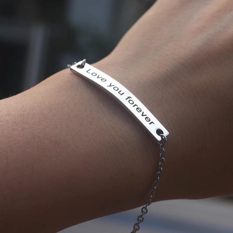 Custom Engraved ID Bar Bracelet for Her