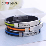 SHOUMAN Personalize Engraved Name Bracelets for Dad Son
