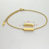 Personalized Silver Nameplate Bar Bracelet Engraved Initial Bangle Women