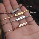 Personalized Silver Nameplate Bar Bracelet Engraved Initial Bangle Women