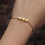 Personalized Silver Nameplate Bar Bracelet Engraved Initial Bangle Women