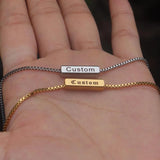 Personalized Silver Nameplate Bar Bracelet Engraved Initial Bangle Women