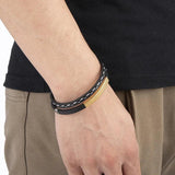 SHOUMAN Personalized Name Couple Leather Bracelet Stainless Steel