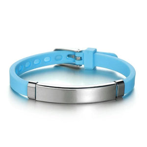 Baby Waterproof Silicone ID Phone Bracelet Stainless Kids Engrave