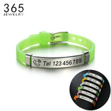 Baby Waterproof Silicone ID Phone Bracelet Stainless Kids Engrave