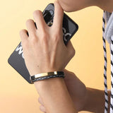 Personalized Layer Leather Bracelet for Men Engraved Stainless Steel