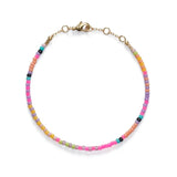Bohemian Seed Bead Adjustable Bracelet with Freshwater Pearl - Colorful Bangle