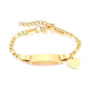 Heart Chain ID Name Bracelet for Baby Child, Custom Engraved Birthday Gift