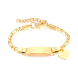 Heart Chain ID Name Bracelet for Baby Child, Custom Engraved Birthday Gift