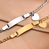 Heart Chain ID Name Bracelet for Baby Child, Custom Engraved Birthday Gift