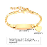 Heart Chain ID Name Bracelet for Baby Child, Custom Engraved Birthday Gift