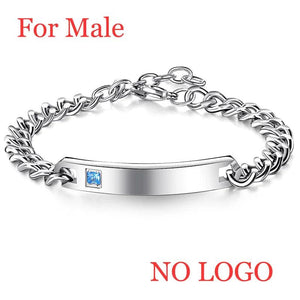 Silver Engrave Name Bracelet Stainless Steel Couple Bracelets Personalized Logo