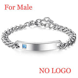 Silver Engrave Name Bracelet Stainless Steel Couple Bracelets Personalized Logo