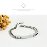 Silver Engrave Name Bracelet Stainless Steel Couple Bracelets Personalized Logo