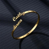 Personalized Name Bracelet Silver Bangles for Women