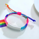 Kids Rainbow Bracelet Engraved ECG Footprint Stainless Steel Gift