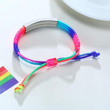 Kids Rainbow Bracelet Engraved ECG Footprint Stainless Steel Gift
