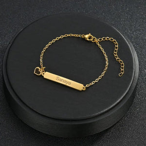 Personalized Engraving Heart Nameplate Bracelet Stainless Steel