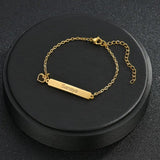 Personalized Engraving Heart Nameplate Bracelet Stainless Steel