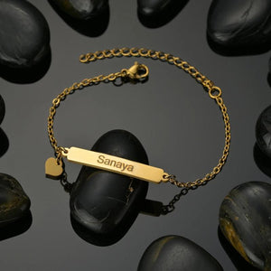 Personalized Engraving Heart Nameplate Bracelet Stainless Steel