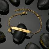 Personalized Engraving Heart Nameplate Bracelet Stainless Steel