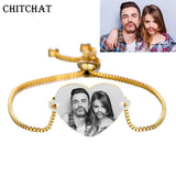 Engraved Photo Bracelet Personalized Date Name Logo Adjustable