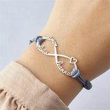 Personalized Infinity Name Bracelet for Women - Adjustable Rope Jewelry