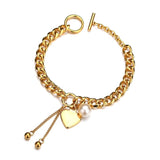 Stainless Steel Personalized Name Letter Engraved Heart Bracelet