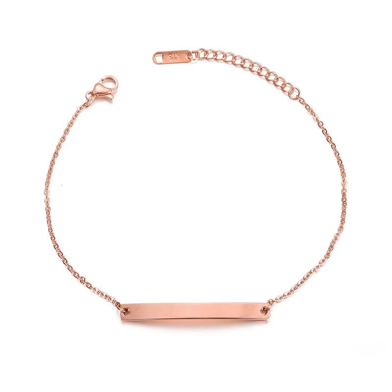 Personalised Stainless Steel Baguette Bracelet Women Jewelry