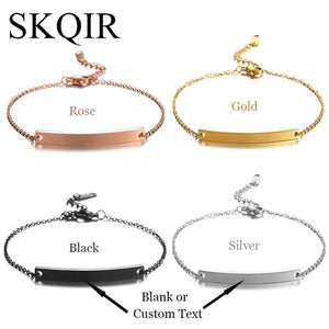 Personalised Stainless Steel Baguette Bracelet Women Jewelry